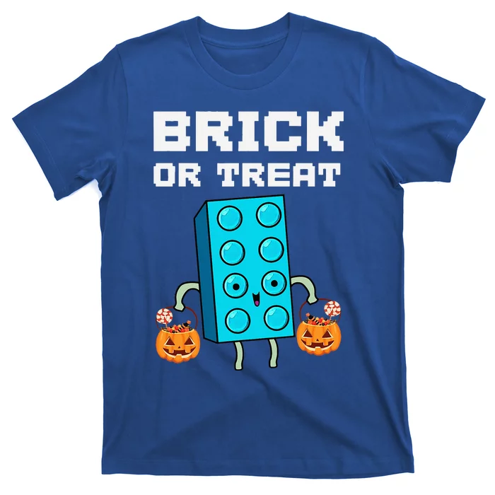 Block Building Halloween Brick Or Treat Master Builder Design Is An Ideal Gift F T-Shirt