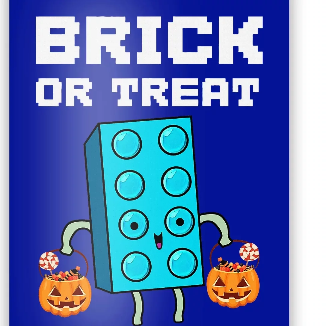 Block Building Halloween Brick Or Treat Master Builder Design Is An Ideal Gift F Poster