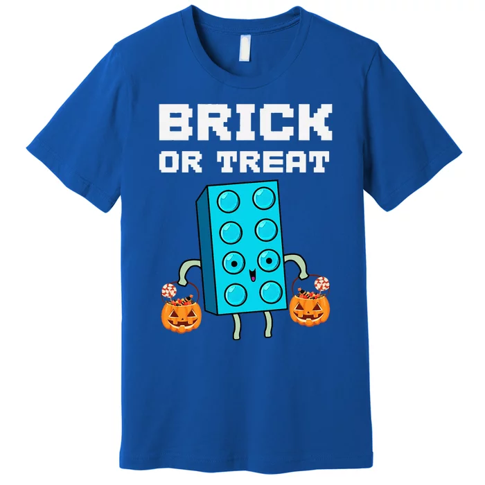 Block Building Halloween Brick Or Treat Master Builder Design Is An Ideal Gift F Premium T-Shirt