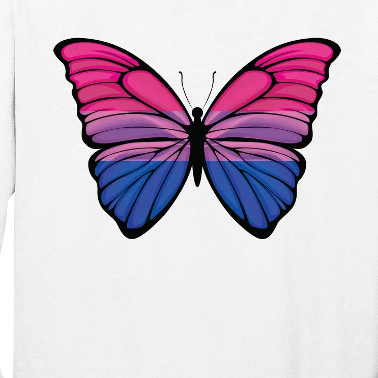 Bisexual Butterfly Hypolimnas Bi Pride Flag Long Sleeve Shirt