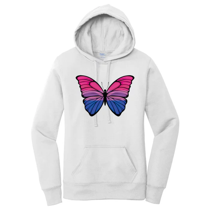 Bisexual Butterfly Hypolimnas Bi Pride Flag Women's Pullover Hoodie