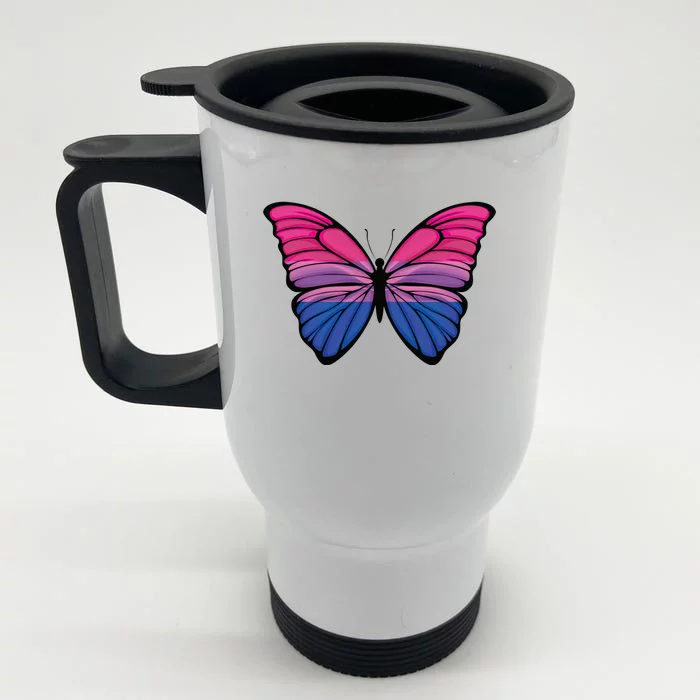 Bisexual Butterfly Hypolimnas Bi Pride Flag Front & Back Stainless Steel Travel Mug