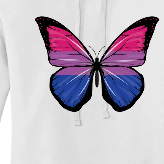 Bisexual Butterfly Hypolimnas Bi Pride Flag Women's Pullover Hoodie