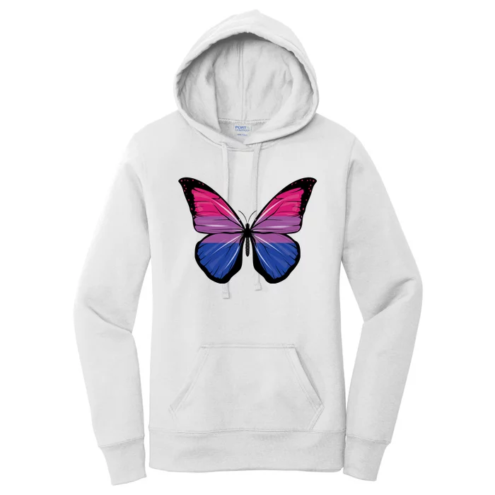 Bisexual Butterfly Hypolimnas Bi Pride Flag Women's Pullover Hoodie