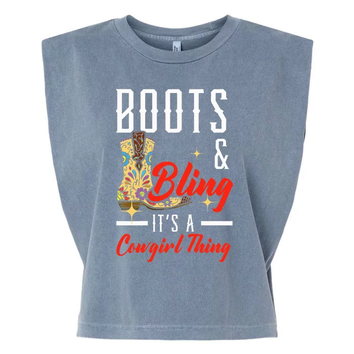 Boots & Bling ItS A Cowgirl Thing Rodeo Western Country Garment-Dyed Women's Muscle Tee