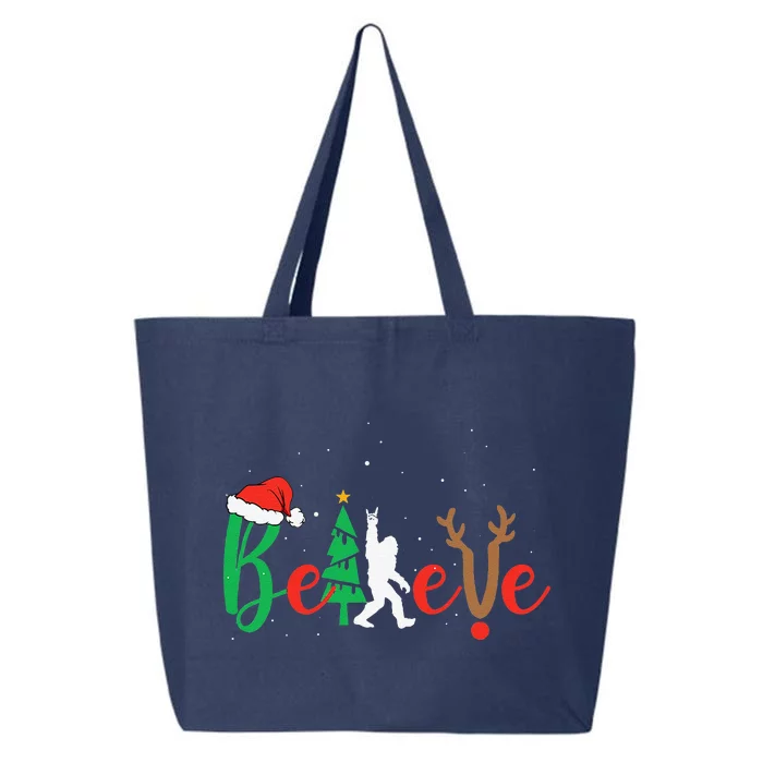 Bigfoot Believe In Christmas Funny Sasquatch Xmas Pajamas 25L Jumbo Tote