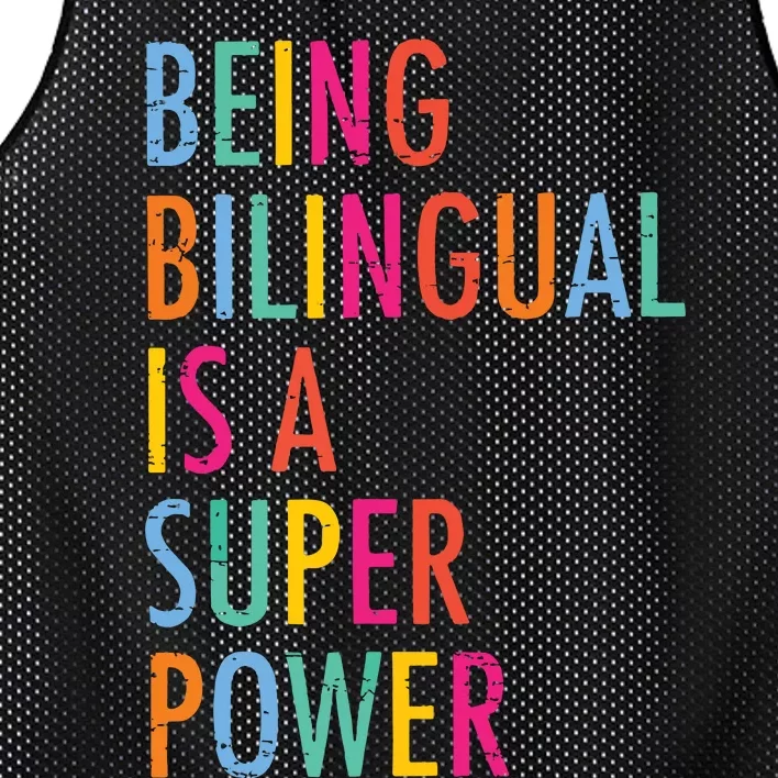 Being Bilingual Is A Super Power Teacher Mesh Reversible Basketball Jersey Tank