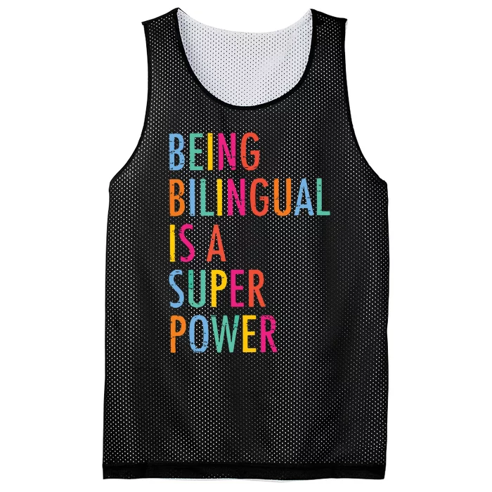 Being Bilingual Is A Super Power Teacher Mesh Reversible Basketball Jersey Tank