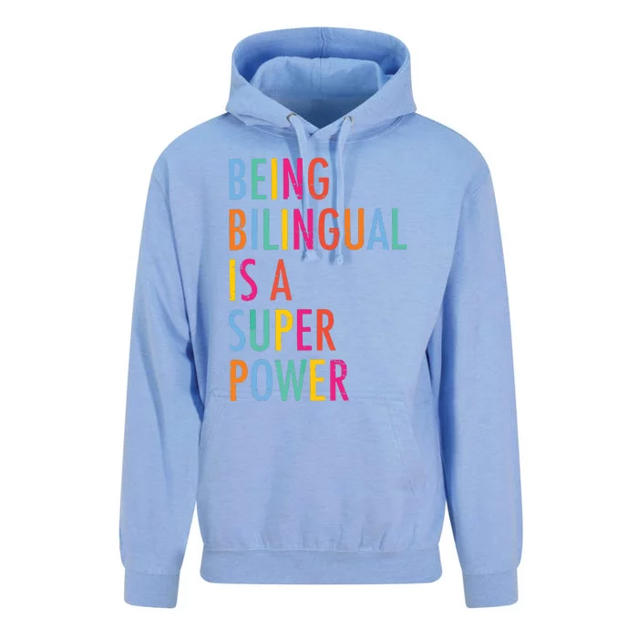 Being Bilingual Is A Super Power Teacher Unisex Surf Hoodie