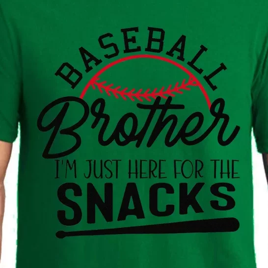 Baseball Brother IM Just Here For The Snacks Funny Baseball Pajama Set