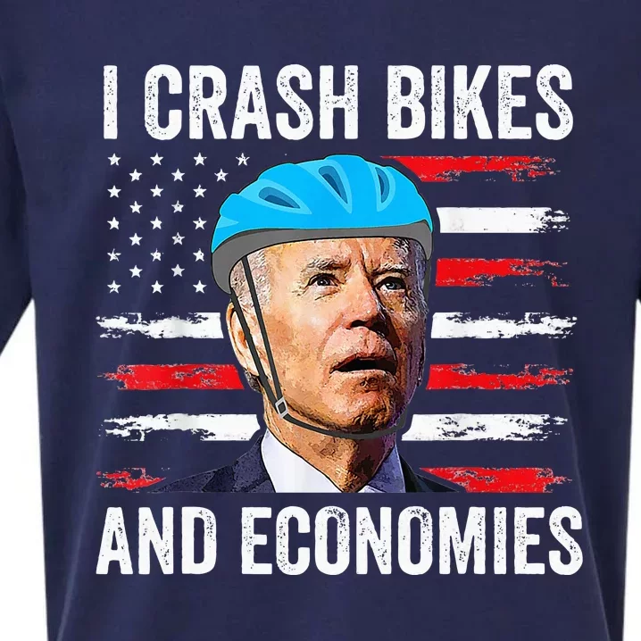 Biden Bicycle I Crash Bikes And Economies Sueded Cloud Jersey T-Shirt