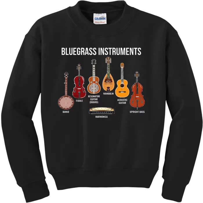 Banjo Bluegrass Instruments Vintage Music Fans Banjo Player Kids Sweatshirt