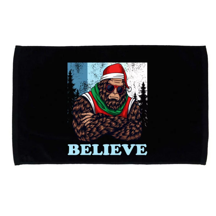 Bigfoot Believe In Christmas Sasquatch Funny Xmas Gift Microfiber Hand Towel