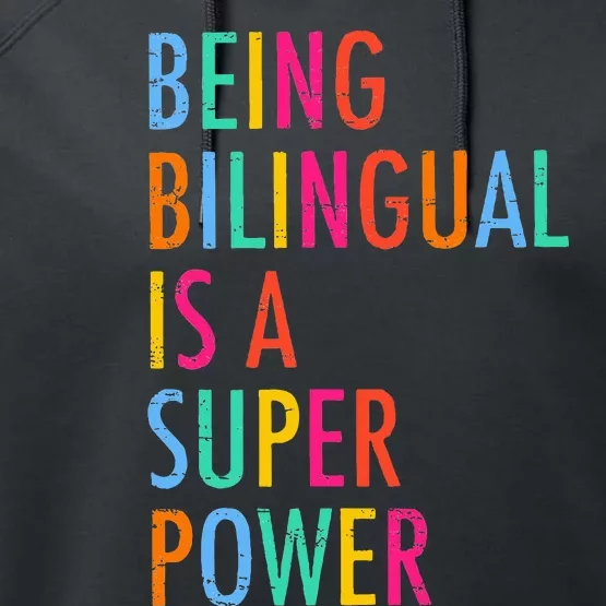 Being Bilingual Is A Superpower Back To School Teacher Performance Fleece Hoodie