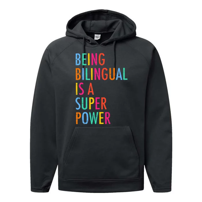 Being Bilingual Is A Superpower Back To School Teacher Performance Fleece Hoodie