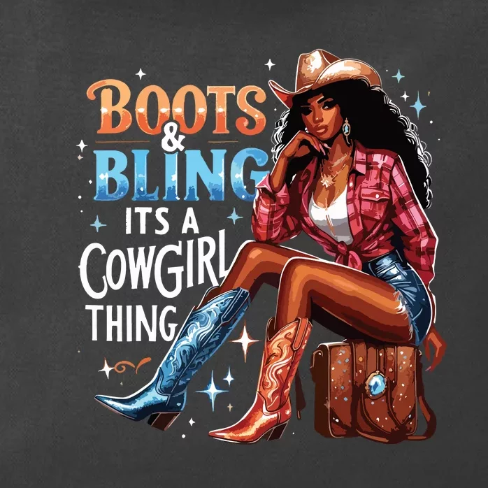 Boots Bling Its A Cowgirl Thing Melanin Rodeo Cowgirl Zip Tote Bag