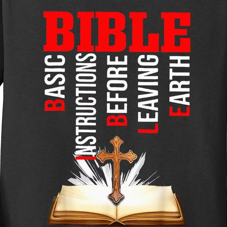 BIBLE Basic Instructions Before Leaving Earth Christian Kids Long Sleeve Shirt