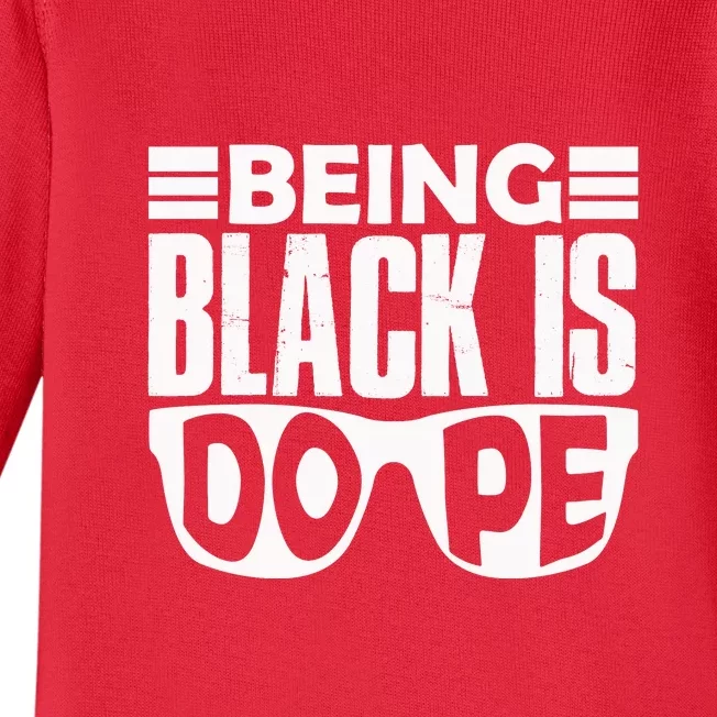 Being Black Is Dope Glasses Black History Month Baby Long Sleeve Bodysuit