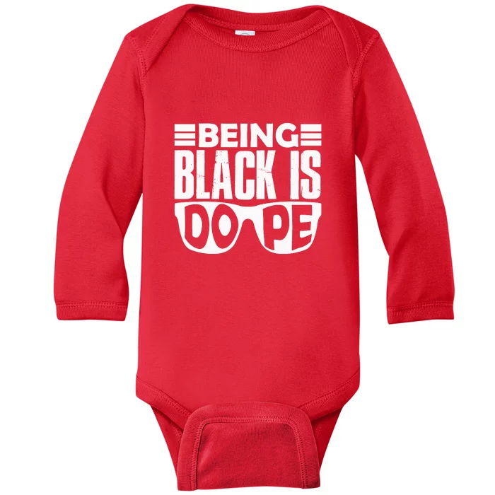 Being Black Is Dope Glasses Black History Month Baby Long Sleeve Bodysuit