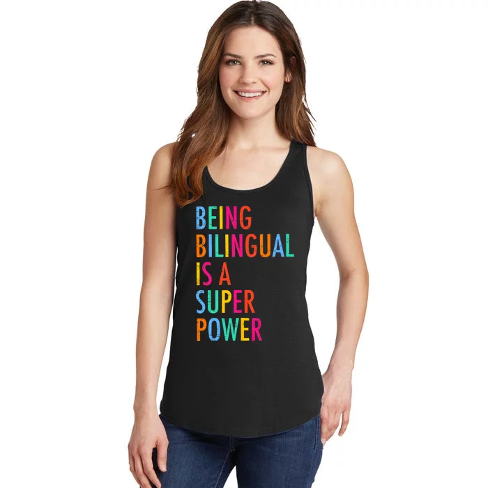 Being Bilingual Is A Superpower Back To School Teacher Ladies Essential Tank