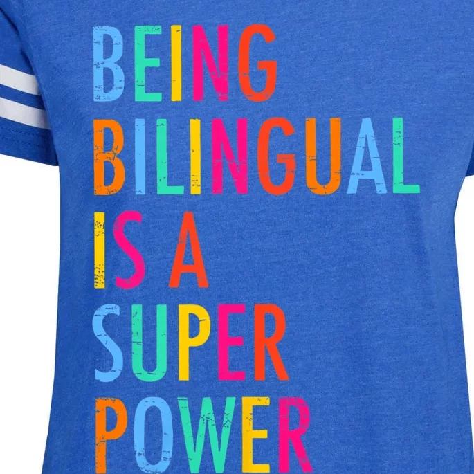 Being Bilingual Is A Superpower Back To School Teacher Enza Ladies Jersey Football T-Shirt