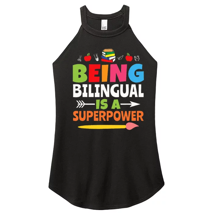 Being Bilingual Is A Superpower Back To School Women’s Perfect Tri Rocker Tank