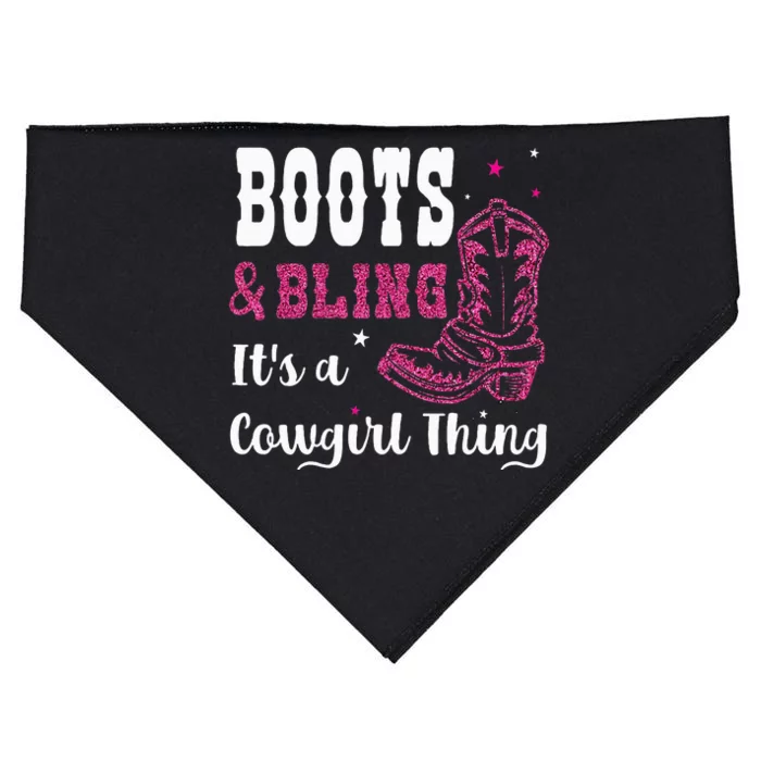 boots & bling it's a cowgirl thing Western USA-Made Doggie Bandana