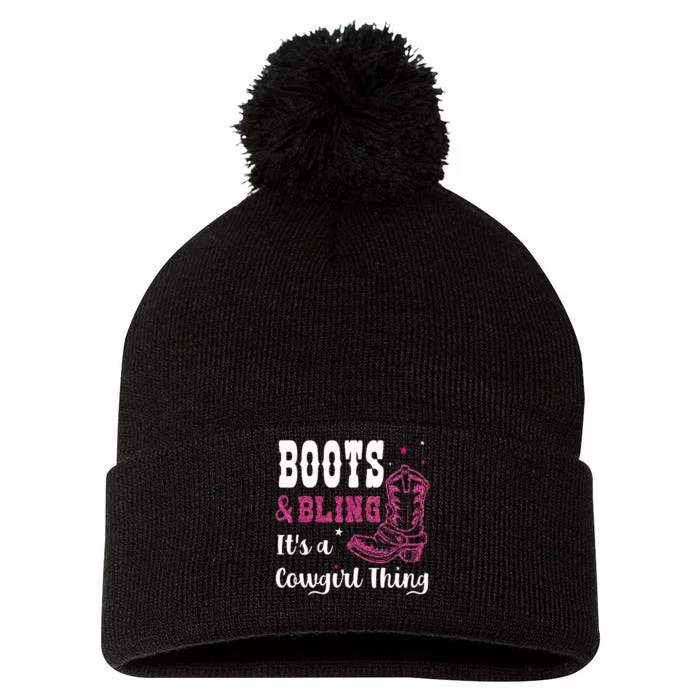 boots & bling it's a cowgirl thing Western Pom Pom 12in Knit Beanie