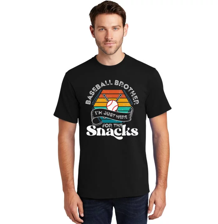 Baseball Brother Im Just Here For The Snacks Retro Baseball Tall T-Shirt