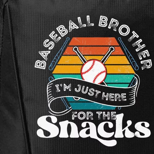 Baseball Brother Im Just Here For The Snacks Retro Baseball City Backpack