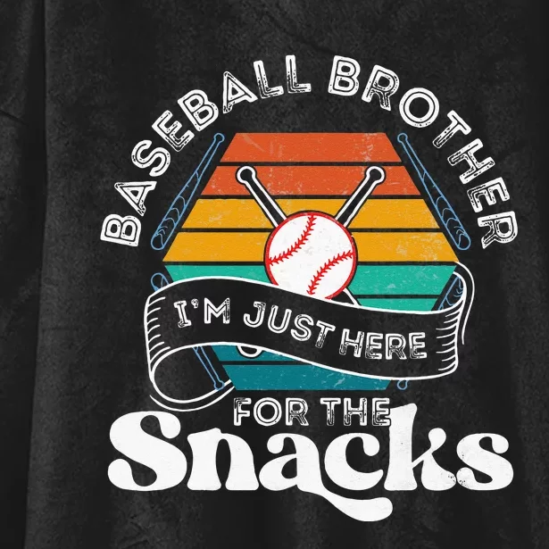 Baseball Brother Im Just Here For The Snacks Retro Baseball Hooded Wearable Blanket