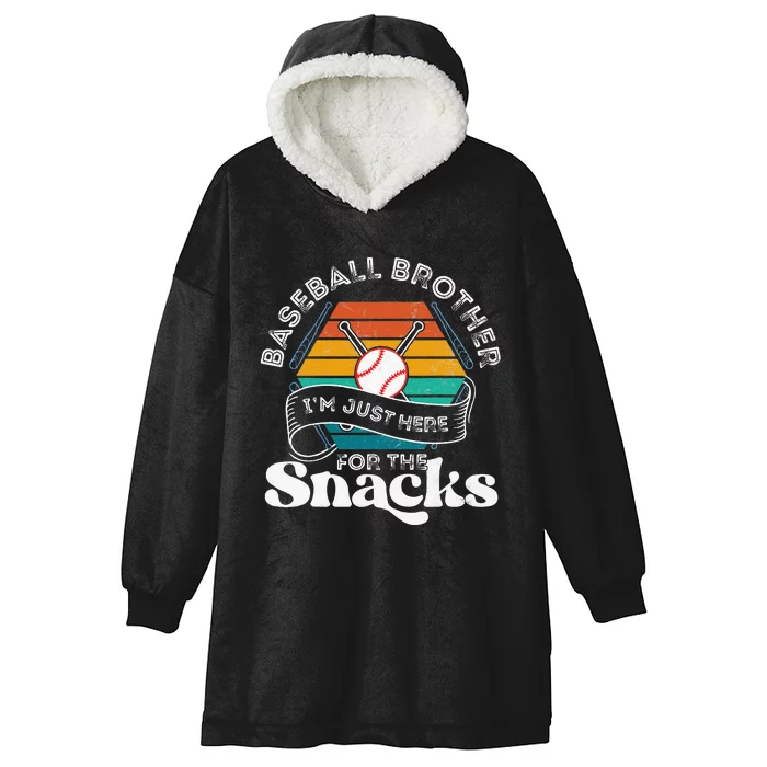 Baseball Brother Im Just Here For The Snacks Retro Baseball Hooded Wearable Blanket