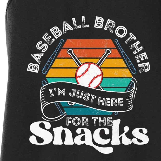 Baseball Brother Im Just Here For The Snacks Retro Baseball Women's Racerback Tank