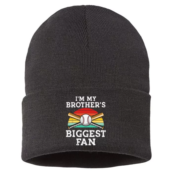 Baseball brother I’m My Brother’s Biggest Fan retro Baseball Sustainable Knit Beanie