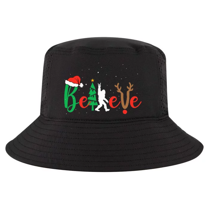 Bigfoot Believe In Christmas Funny Sasquatch Xmas Pajamas Cool Comfort Performance Bucket Hat