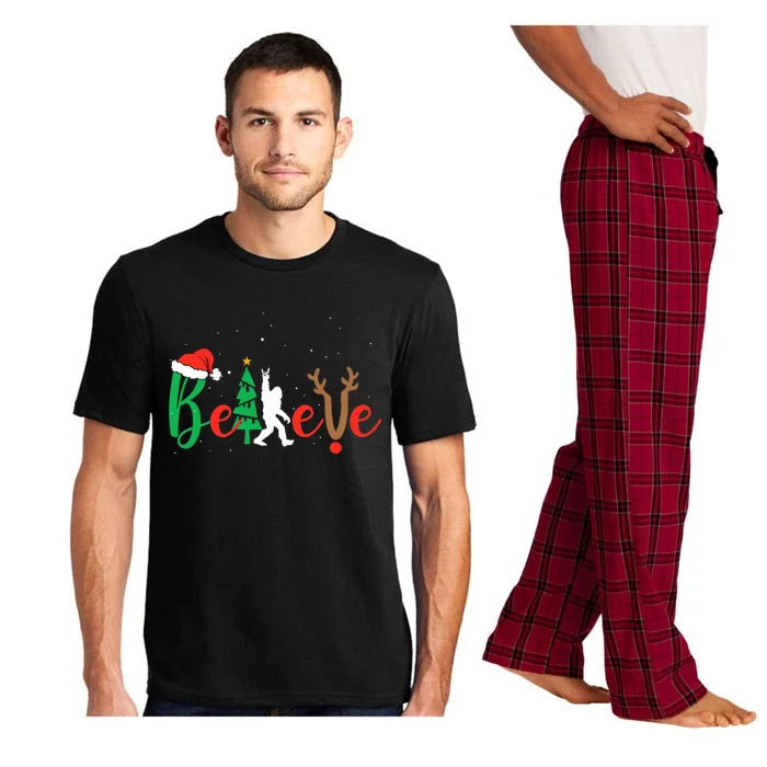 Bigfoot Believe In Christmas Funny Sasquatch Xmas Pajamas Pajama Set