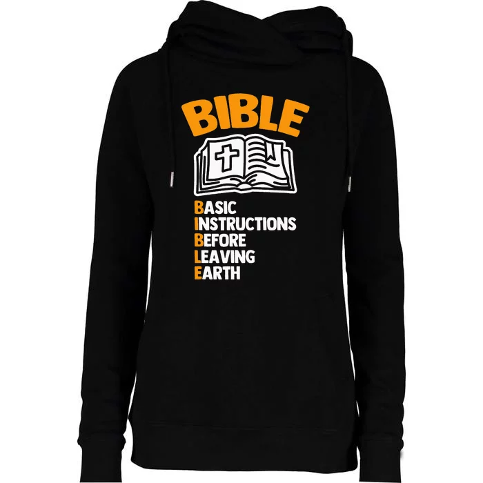 Bible (Basic Instructions Before Leaving Earth) - Catholic Womens Funnel Neck Pullover Hood