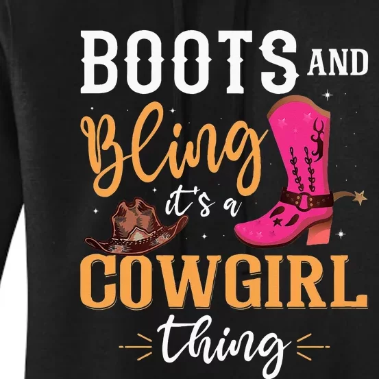 boots & bling it's a cow thing Western Women's Pullover Hoodie