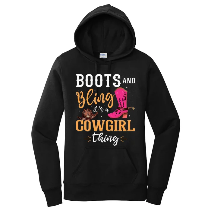 boots & bling it's a cow thing Western Women's Pullover Hoodie