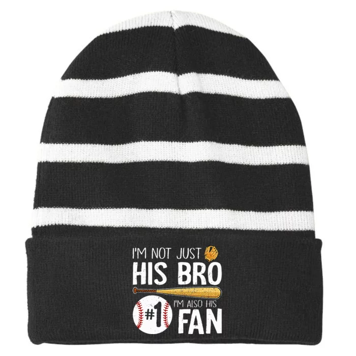 Baseball Brother IM Not Just His Bro IM His Number One Striped Beanie with Solid Band