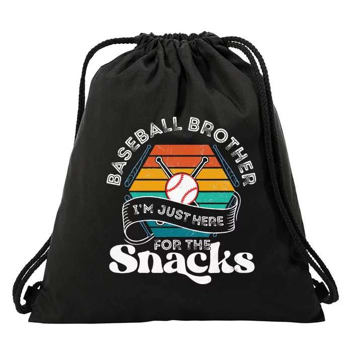 Baseball Brother Im Just Here For The Snacks Retro Baseball Drawstring Bag