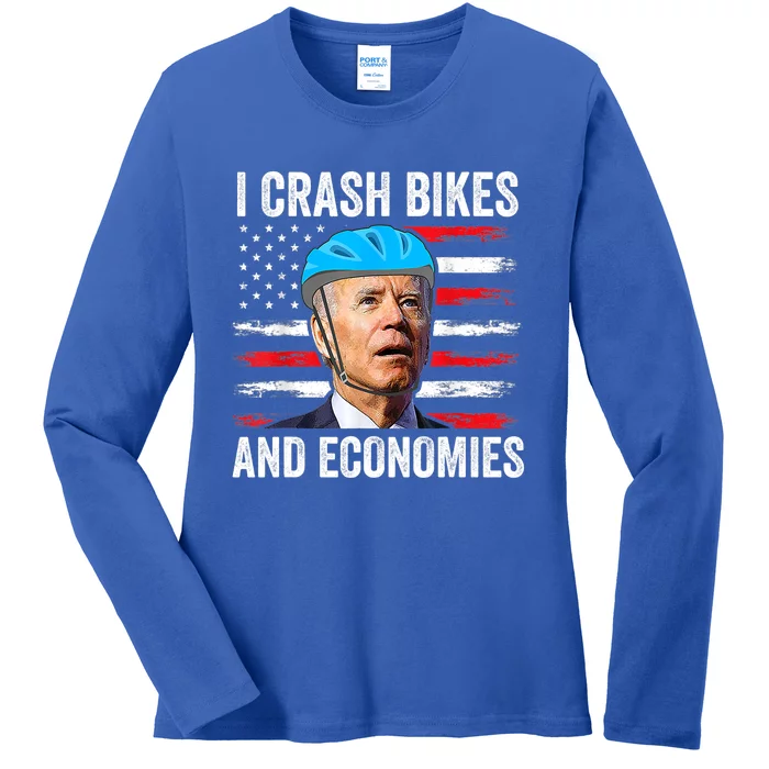 Biden Bicycle I Crash Bikes And Economies Ladies Long Sleeve Shirt