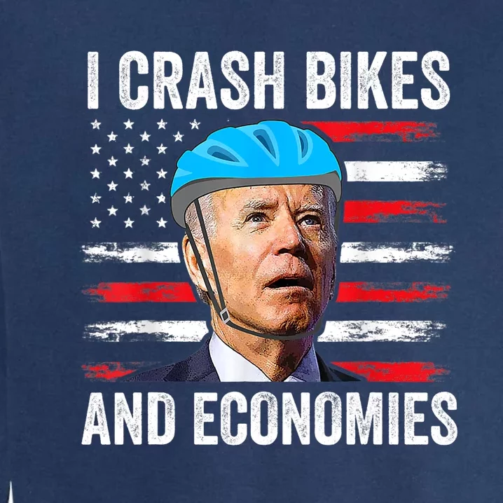 Biden Bicycle I Crash Bikes And Economies Garment-Dyed Sweatshirt