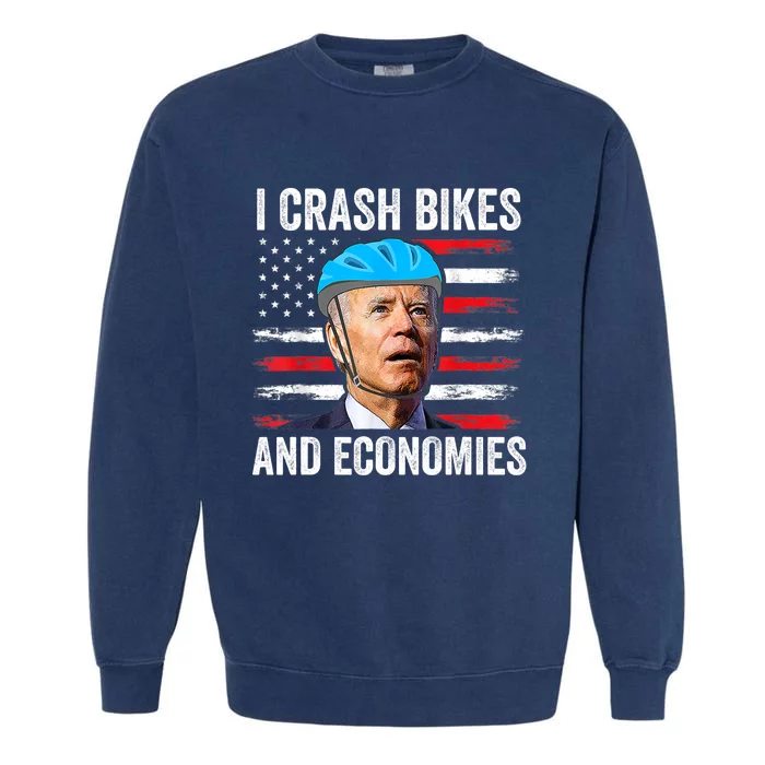 Biden Bicycle I Crash Bikes And Economies Garment-Dyed Sweatshirt