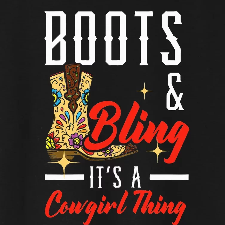 Boots & Bling ItS A Cowgirl Thing Rodeo Western Country Women's Crop Top Tee