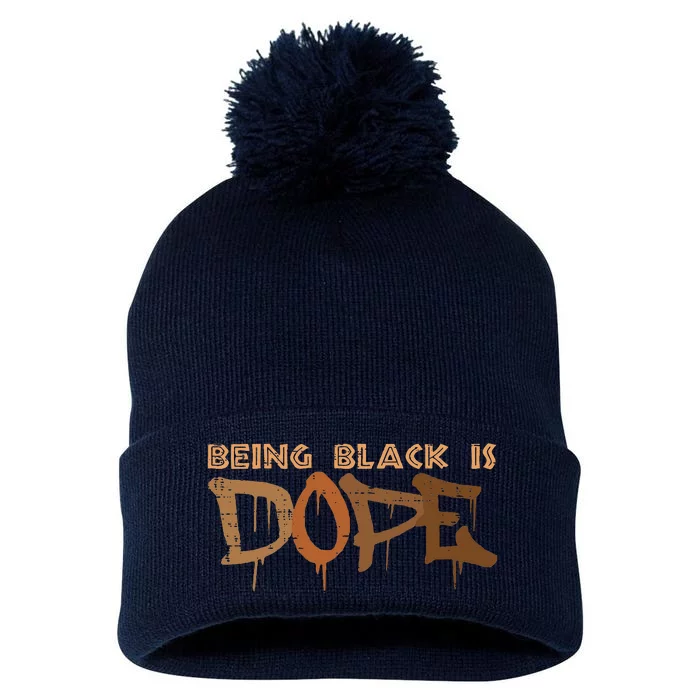 Being Black Is Dope History Month African American Pom Pom 12in Knit Beanie