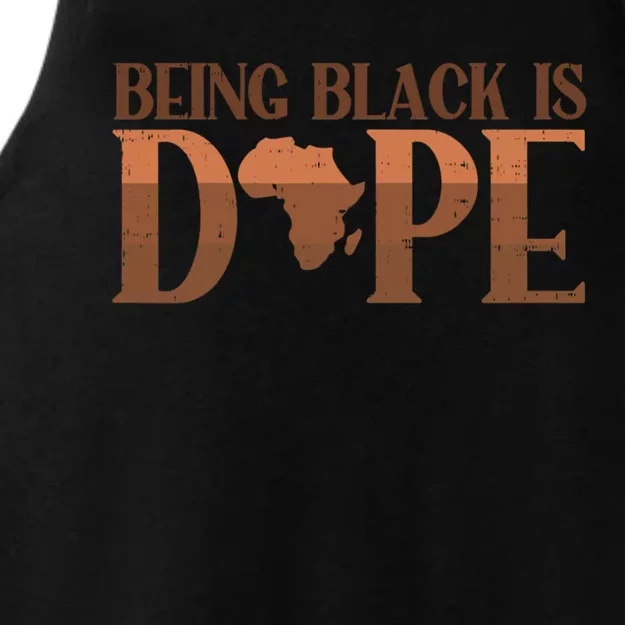 Being Black Is Dope African History Month Melanin Gift Ladies Tri-Blend Wicking Tank