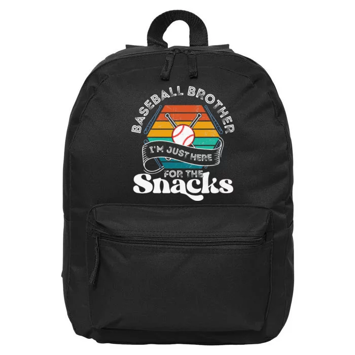 Baseball Brother Im Just Here For The Snacks Retro Baseball 16 in Basic Backpack