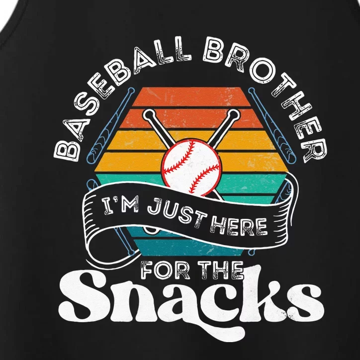 Baseball Brother Im Just Here For The Snacks Retro Baseball Performance Tank