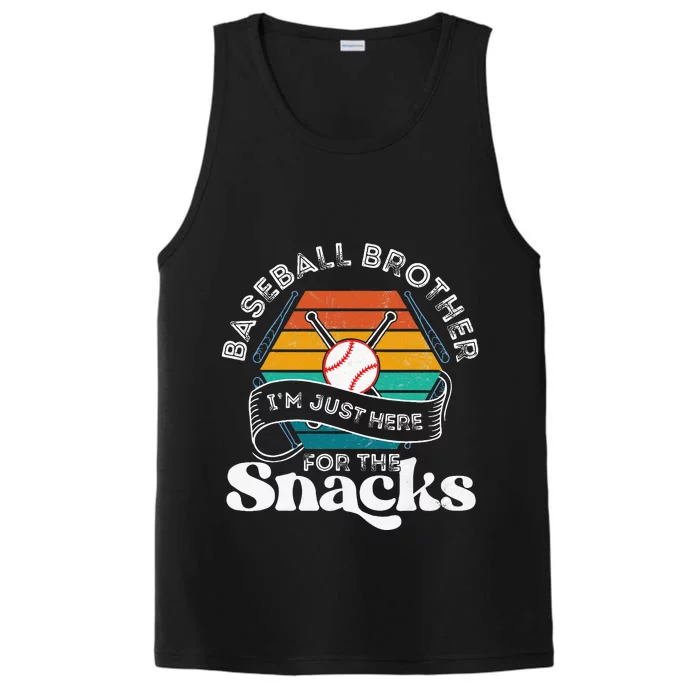 Baseball Brother Im Just Here For The Snacks Retro Baseball Performance Tank